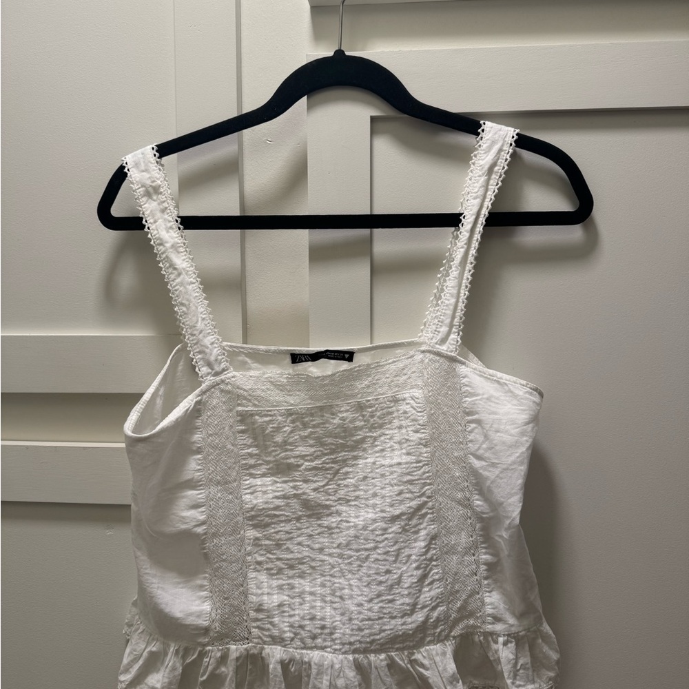 White Textured Sleeveless Top